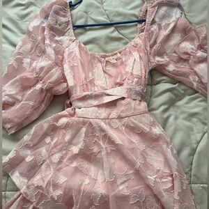 Pink ruffle long sleeve dress